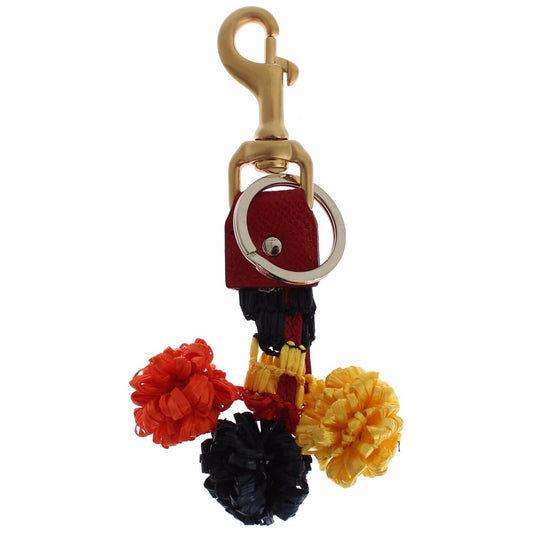 Dolce & Gabbana Chic Multicolor Raffia Leather Keychain Dolce & Gabbana