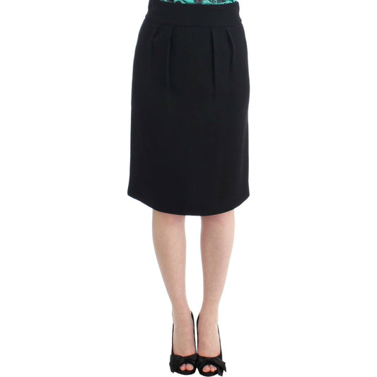 Cavalli Elegant Black Wool Pencil Skirt Cavalli