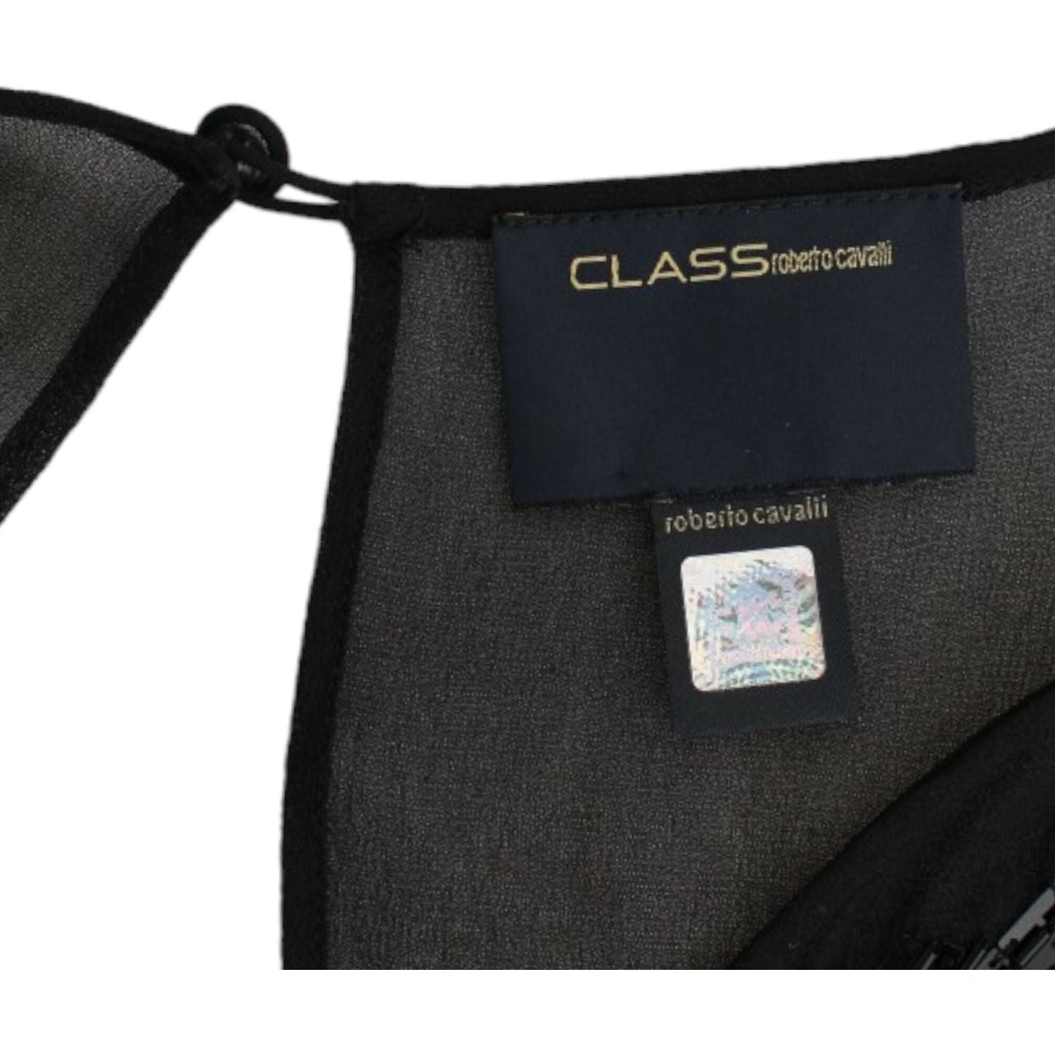 فستان كافالي الأنيق من الحرير الأسود الشفاف