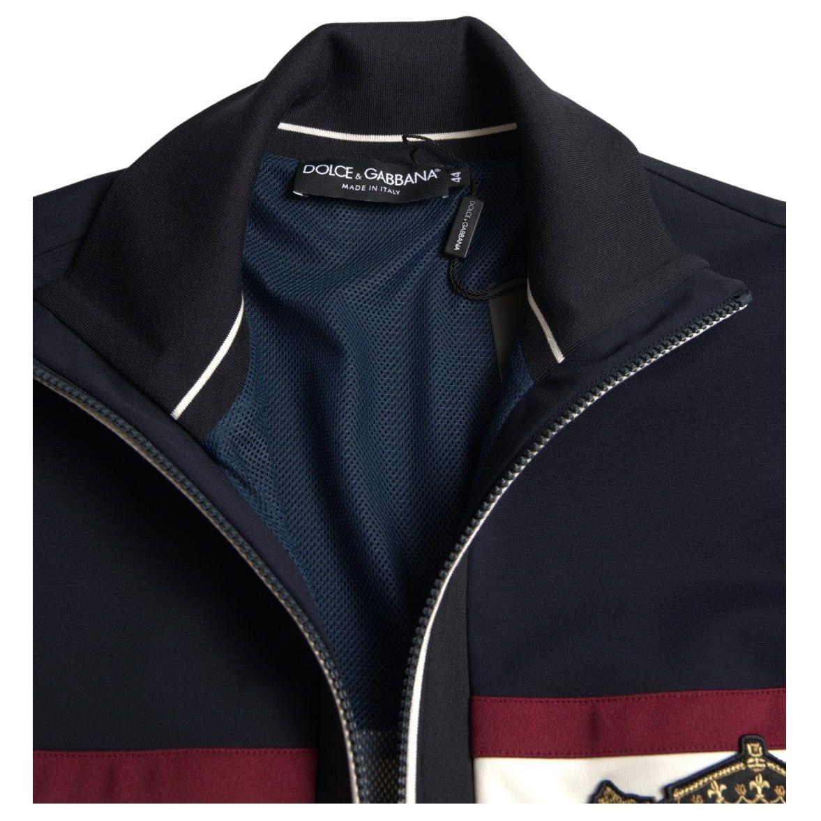 Dolce & Gabbana Elegant Blue Striped Zip Cardigan Sweater Dolce & Gabbana