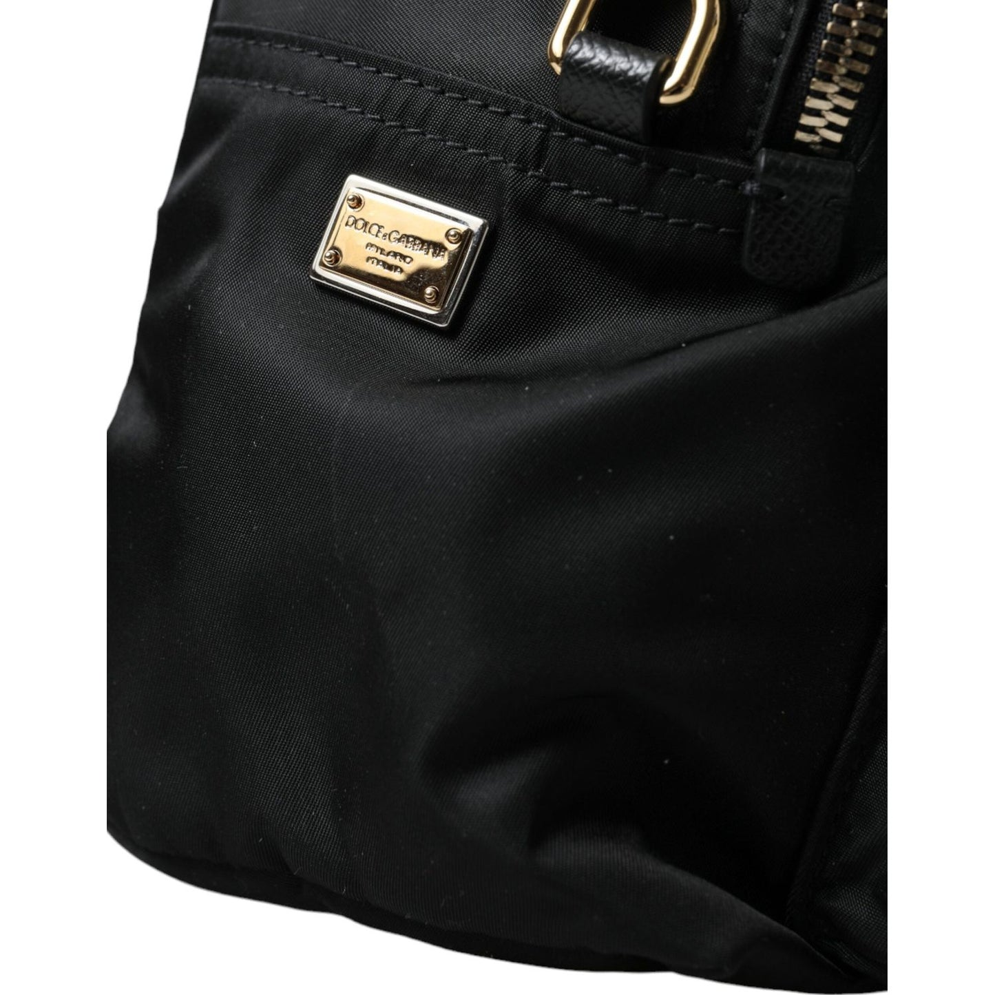 Dolce & Gabbana Elegant Black Gold Detail Backpack Dolce & Gabbana