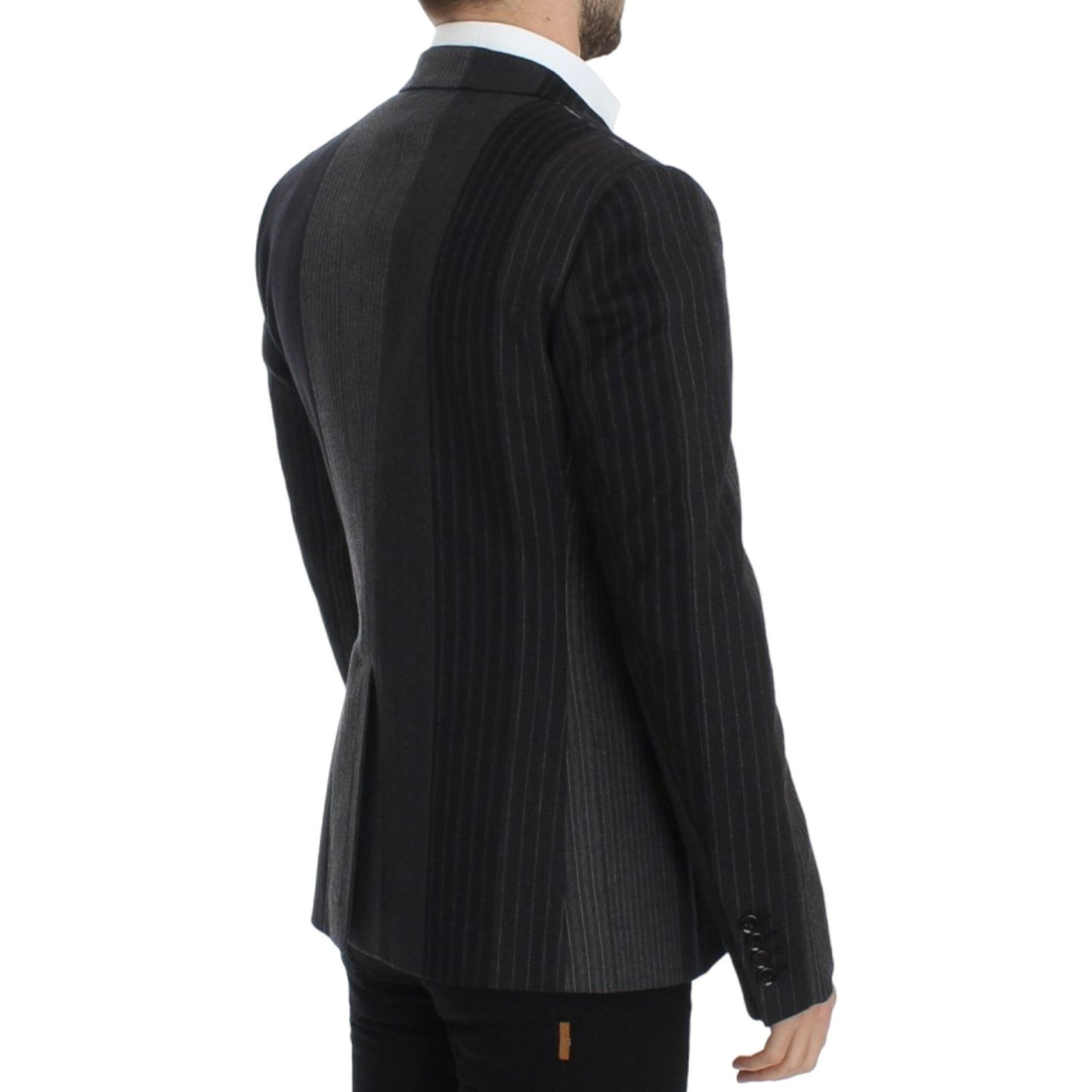 Dolce & Gabbana Elegant Gray Striped Wool Slim Blazer Dolce & Gabbana