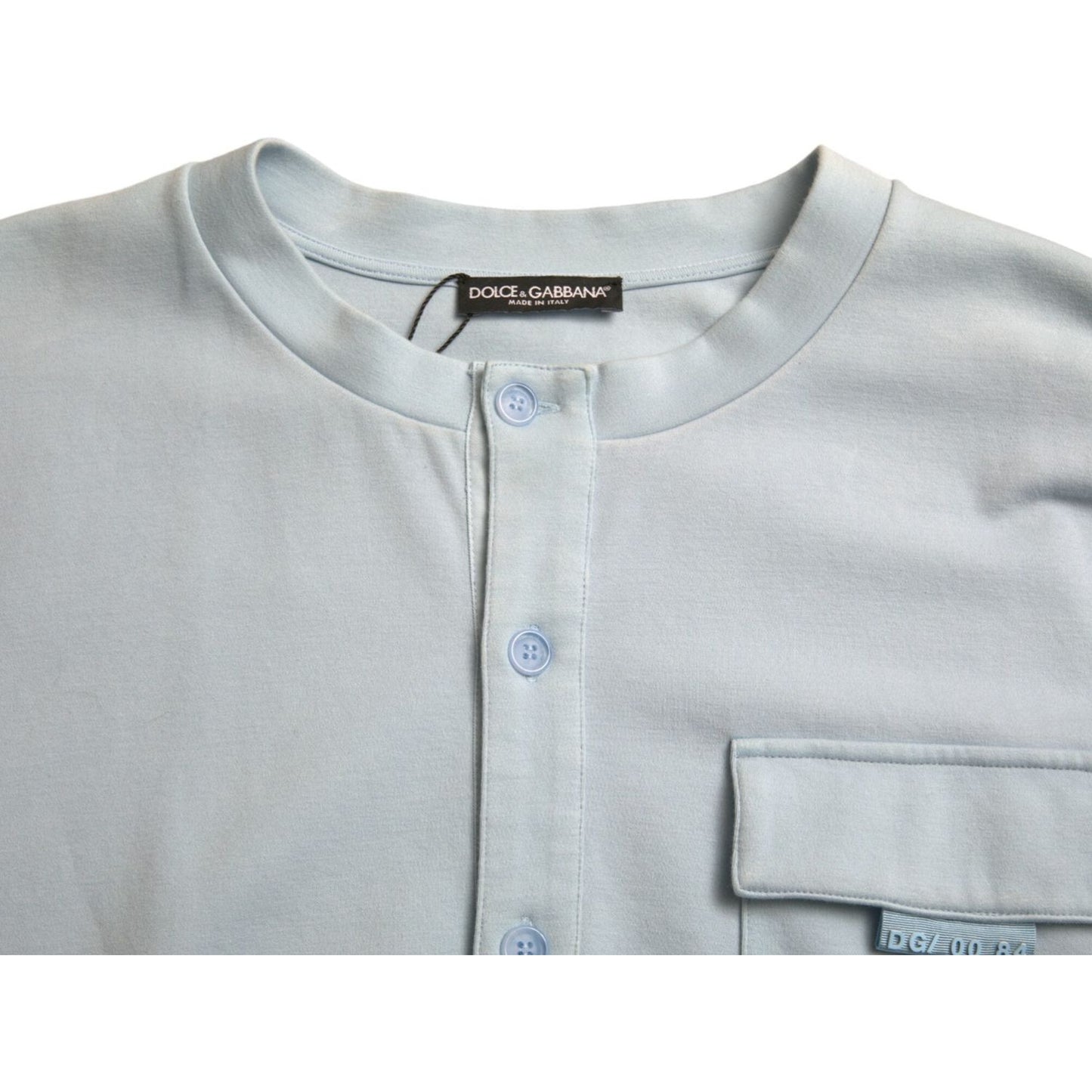 Dolce & Gabbana Elegant Light Blue Cotton Blend Crew Neck Sweater Dolce & Gabbana