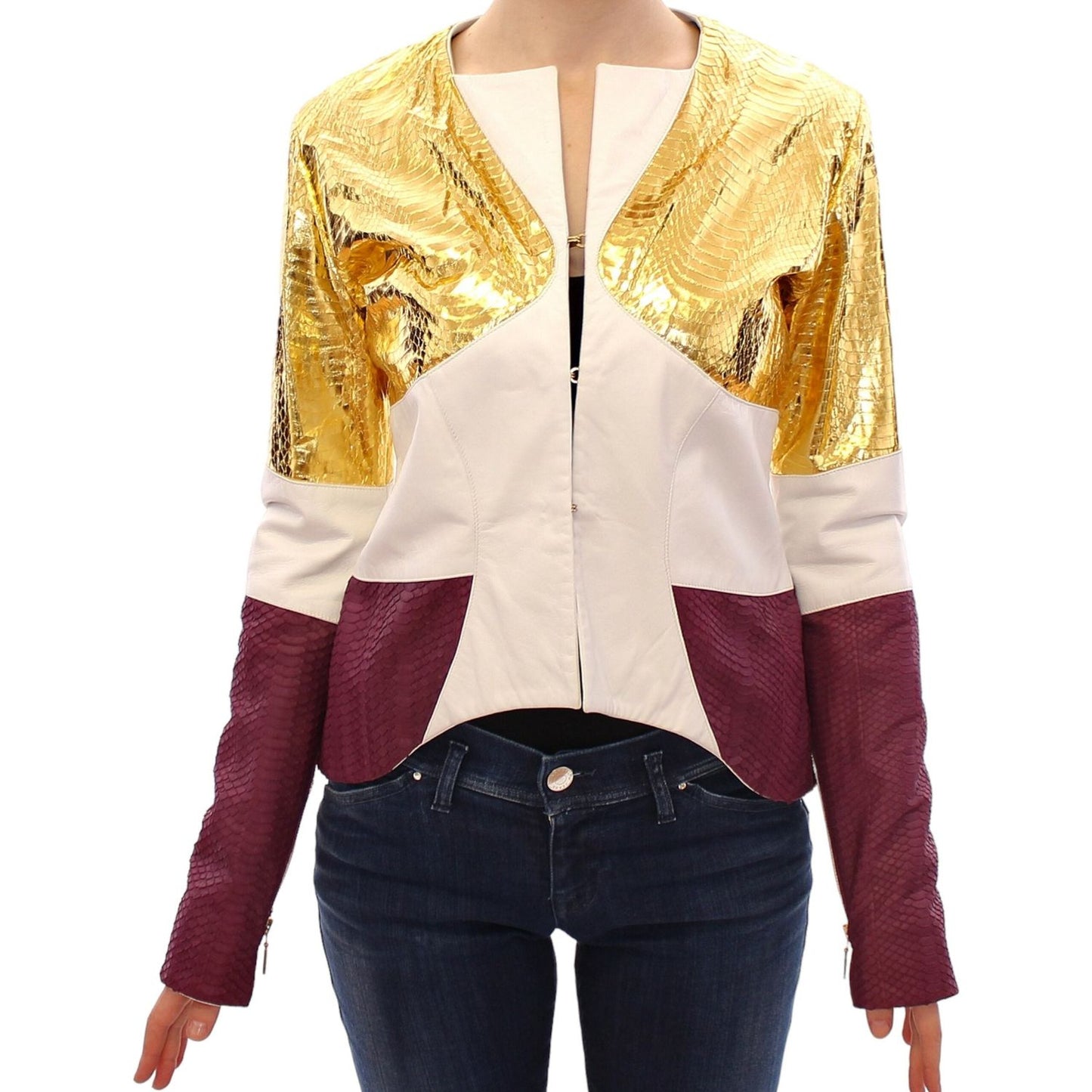 Vladimiro Gioia White Gold Purple Leather Jacket