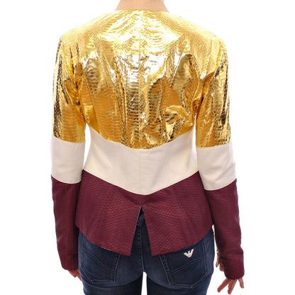 Vladimiro Gioia White Gold Purple Leather Jacket