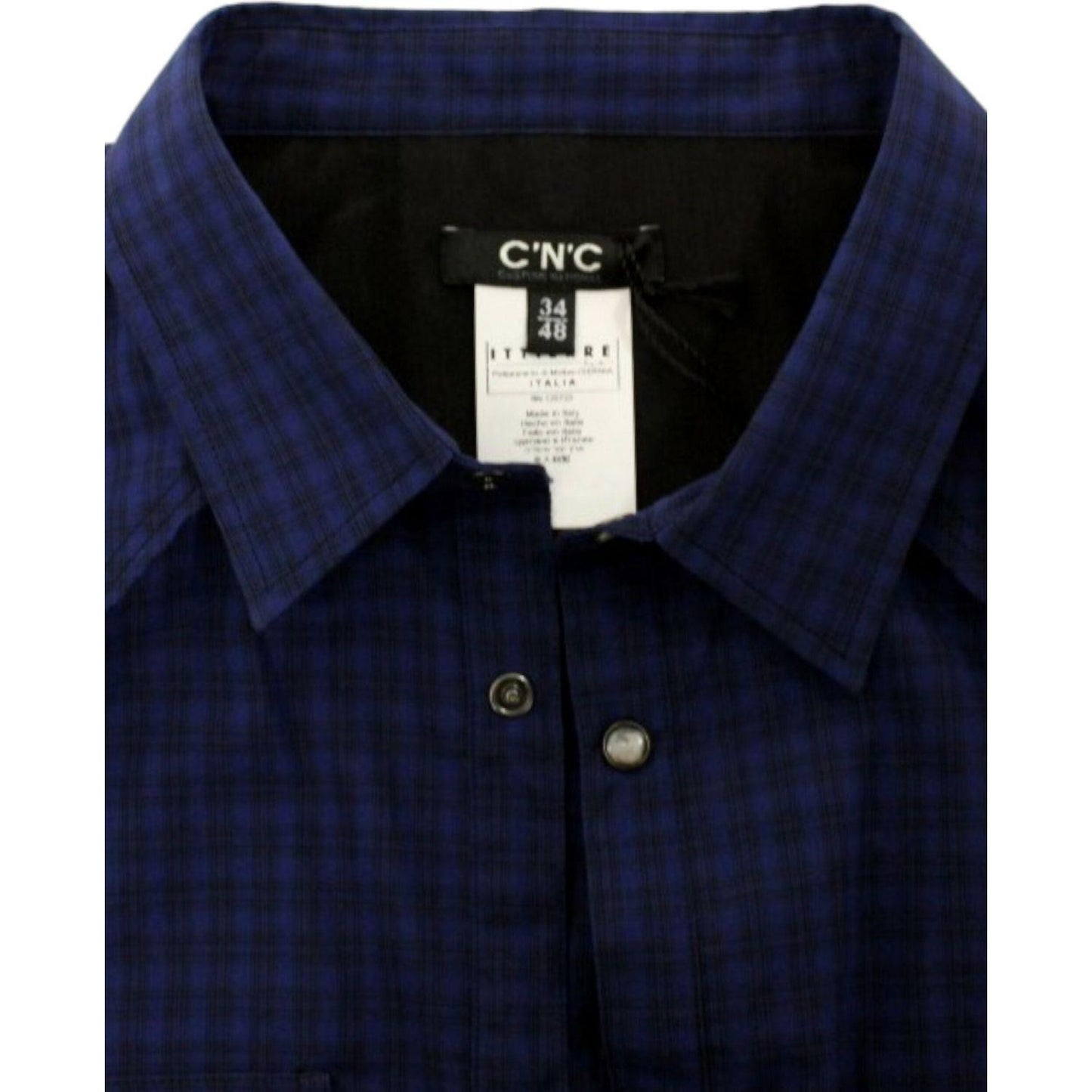 Costume National Chic Blue Checkered Casual Cotton Shirt Costume National