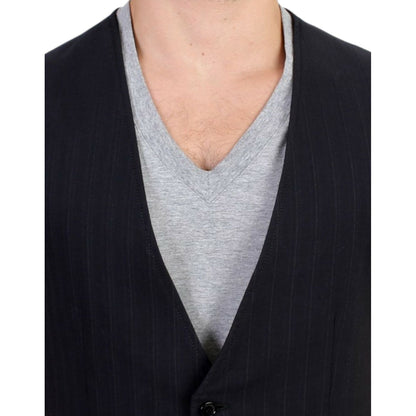 Costume National Black striped cotton casual vest 1% Polyester,1728,20% Wool,5% Nylon,67345645728,Black,Clothing,Costume National,IT48 | M,Material: 74% Cotton,Men,Men - Clothing,New with tags,Suits & Blazers - Clothing,Vests - Men - Clothing,Waistcoats -
