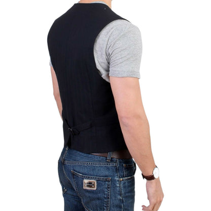 Costume National Black striped cotton casual vest 1% Polyester,1728,20% Wool,5% Nylon,67345645728,Black,Clothing,Costume National,IT48 | M,Material: 74% Cotton,Men,Men - Clothing,New with tags,Suits & Blazers - Clothing,Vests - Men - Clothing,Waistcoats -