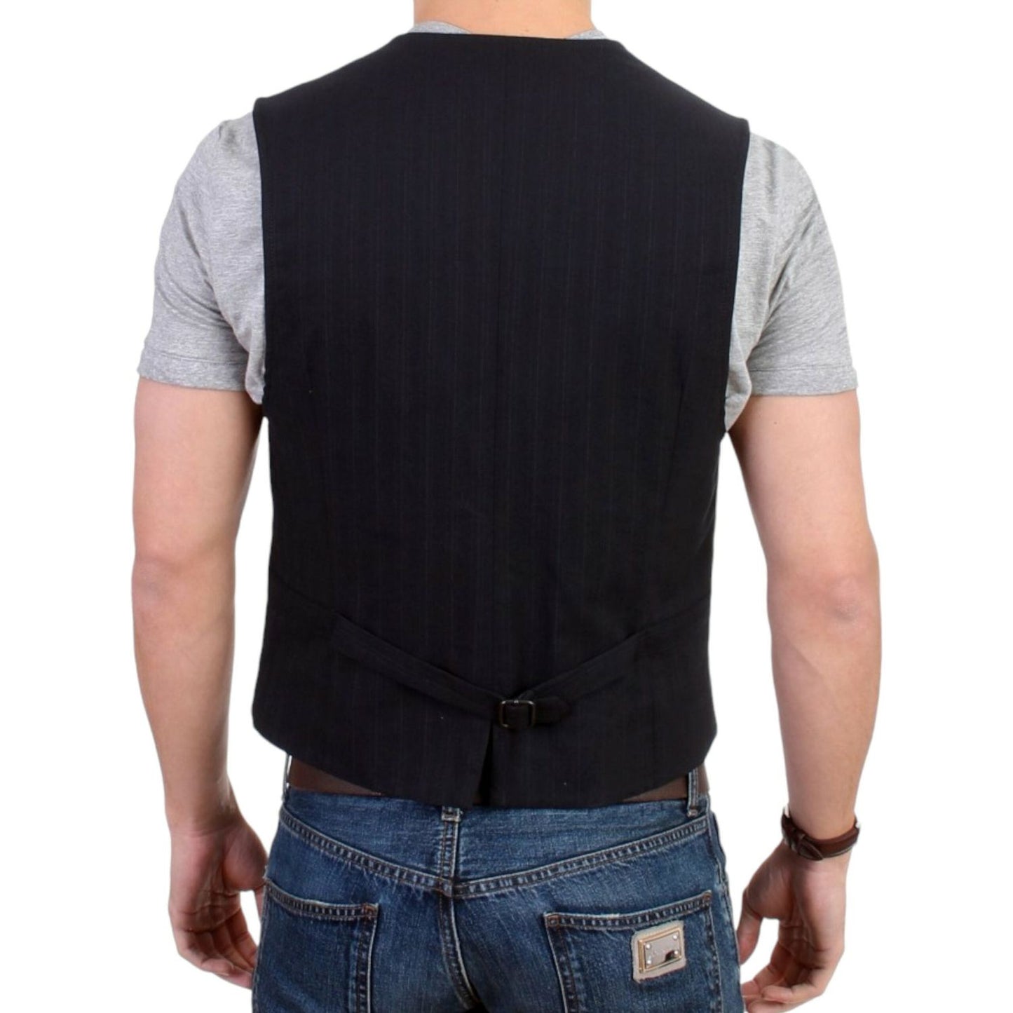 Costume National Black striped cotton casual vest 1% Polyester,1728,20% Wool,5% Nylon,67345645728,Black,Clothing,Costume National,IT48 | M,Material: 74% Cotton,Men,Men - Clothing,New with tags,Suits & Blazers - Clothing,Vests - Men - Clothing,Waistcoats -