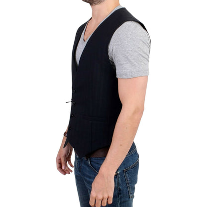 Costume National Black striped cotton casual vest 1% Polyester,1728,20% Wool,5% Nylon,67345645728,Black,Clothing,Costume National,IT48 | M,Material: 74% Cotton,Men,Men - Clothing,New with tags,Suits & Blazers - Clothing,Vests - Men - Clothing,Waistcoats -