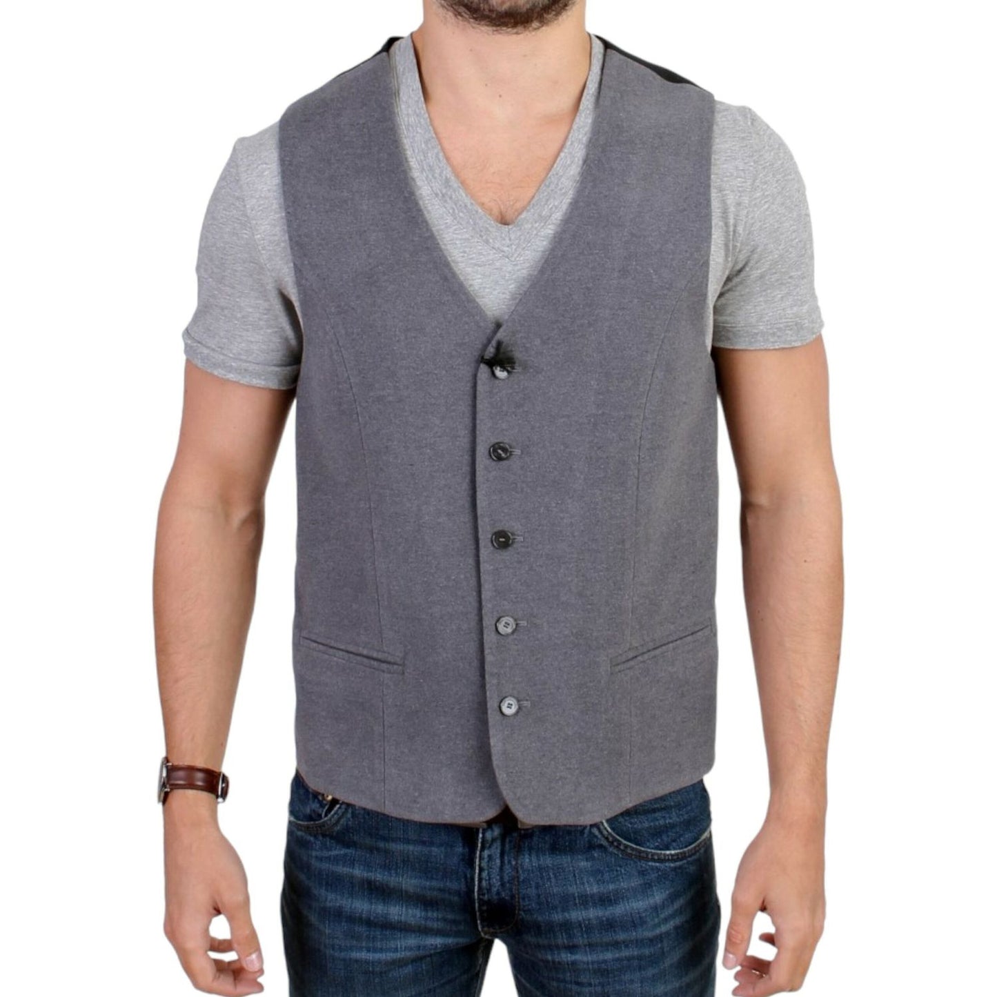 Costume National Gray cotton blend casual vest 16% Acrylic,1728,2% Polyester,67345645728,Clothing,Costume National,Gray,IT48 | M,Material: 82% Cotton,Men,Men - Clothing,New with tags,Suits & Blazers - Clothing,Vests - Men - Clothing,Waistcoats - Suits & B