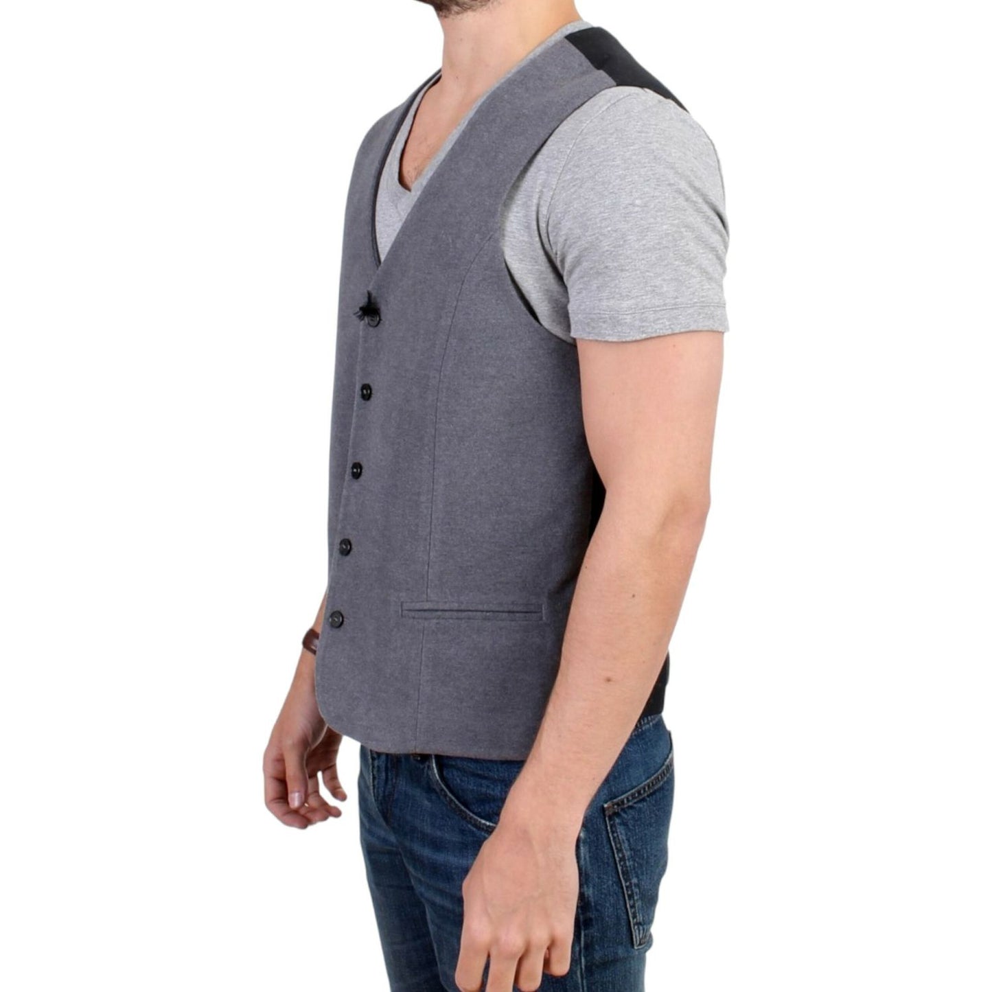Costume National Gray cotton blend casual vest 16% Acrylic,1728,2% Polyester,67345645728,Clothing,Costume National,Gray,IT48 | M,Material: 82% Cotton,Men,Men - Clothing,New with tags,Suits & Blazers - Clothing,Vests - Men - Clothing,Waistcoats - Suits & B