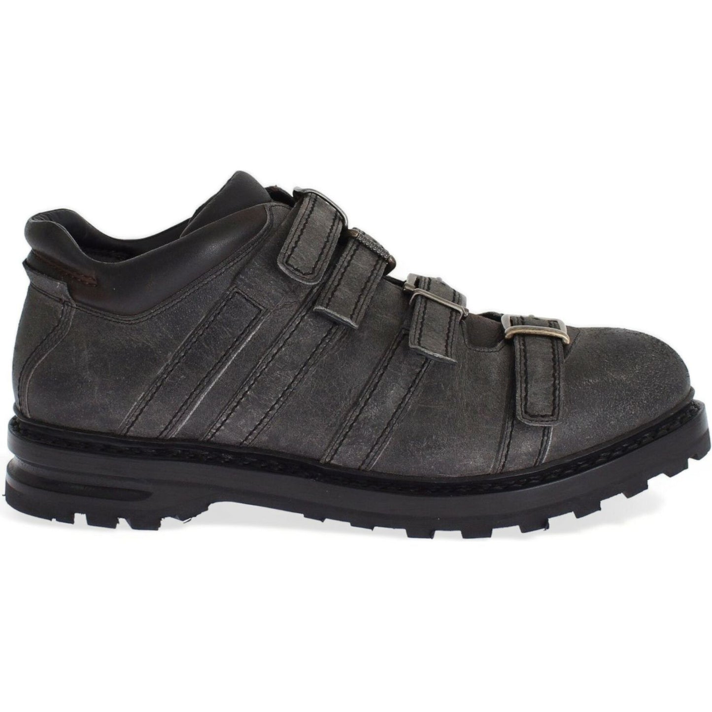 Dolce & Gabbana Gray Leather Ankle Strap Shoes Boots 1728,67345645728,71% Calfskin Leather,Ankle - Boots - Shoes,Boots - Men - Shoes,Boots - Shoes,Dolce & Gabbana,EU39.5/US6.5,Gray,Material: 29% Antilope skin,Men,Men - Shoes,New with tags,Shoes