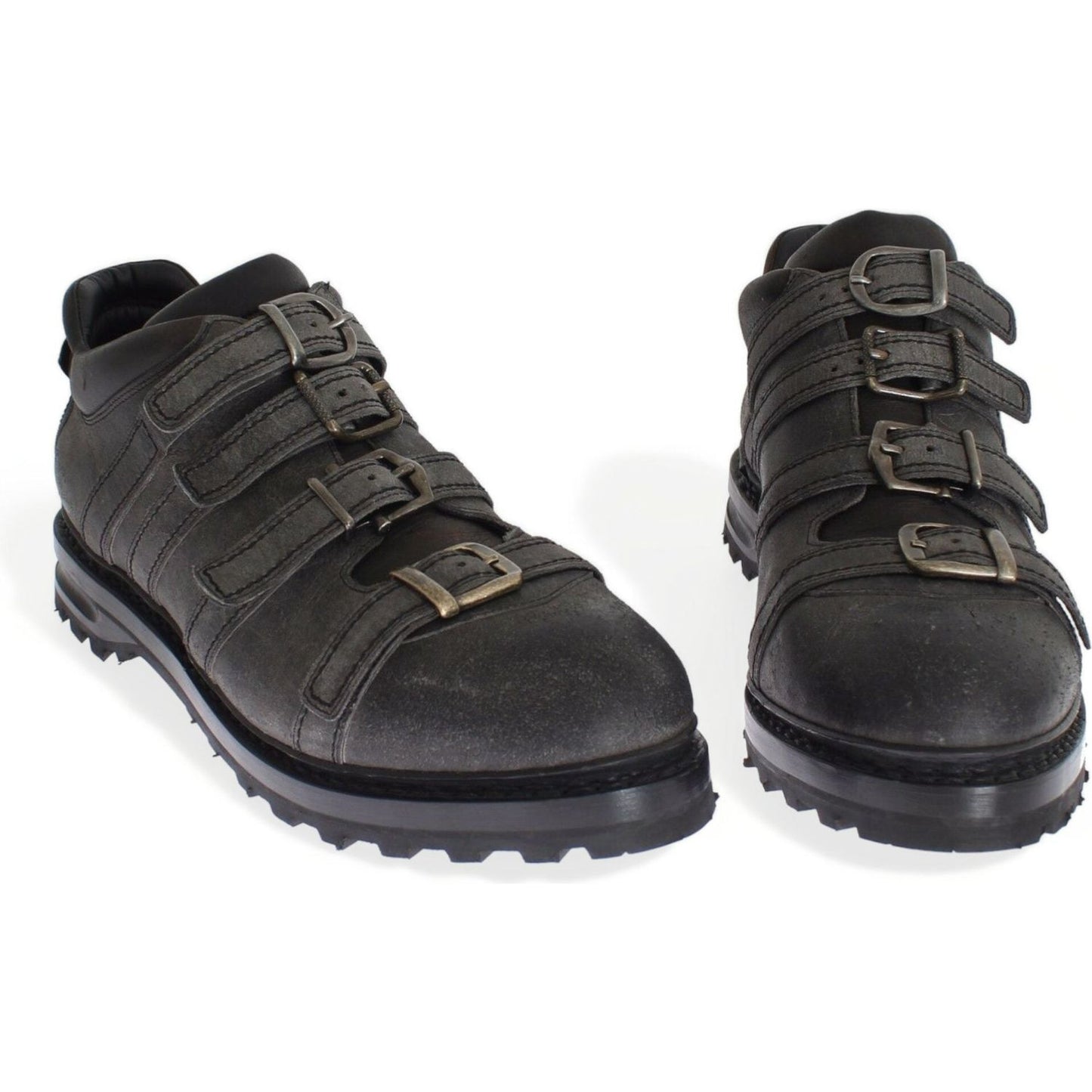 Dolce & Gabbana Gray Leather Ankle Strap Shoes Boots 1728,67345645728,71% Calfskin Leather,Ankle - Boots - Shoes,Boots - Men - Shoes,Boots - Shoes,Dolce & Gabbana,EU39.5/US6.5,Gray,Material: 29% Antilope skin,Men,Men - Shoes,New with tags,Shoes