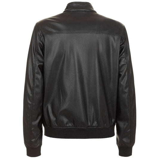 Fred Mello Eco-Leather Zip-Up Jacket with Buttoned Collar Fred Mello