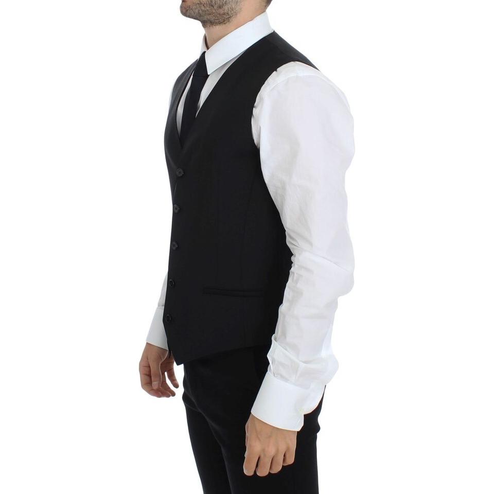 Dolce & Gabbana Elegant Black Wool Silk Dress Vest Dolce & Gabbana