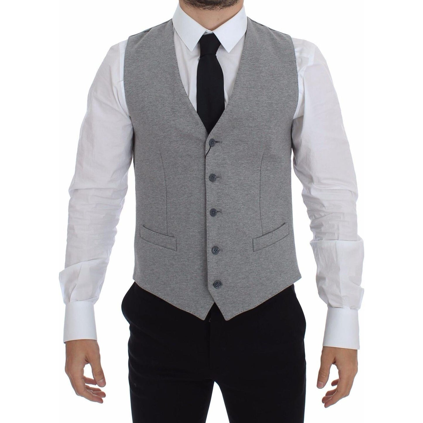 Dolce & Gabbana Gray Cotton Stretch Dress Vest Blazer 1728,67345645728,7% elastane,Clothing,Dolce & Gabbana,Gray,IT44 | XS,Material: 93% Cotton,Men,Men - Clothing,New with tags,Suits & Blazers - Clothing,Vests - Men - Clothing,Waistcoats - Suits & Blazers