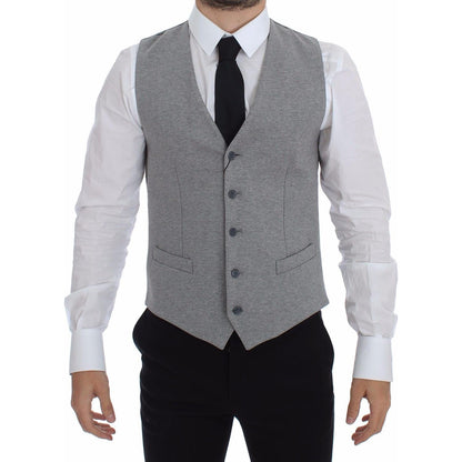 Dolce & Gabbana Gray Cotton Stretch Dress Vest Blazer 1728,67345645728,7% elastane,Clothing,Dolce & Gabbana,Gray,IT44 | XS,Material: 93% Cotton,Men,Men - Clothing,New with tags,Suits & Blazers - Clothing,Vests - Men - Clothing,Waistcoats - Suits & Blazers