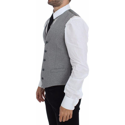 Dolce & Gabbana Gray Cotton Stretch Dress Vest Blazer 1728,67345645728,7% elastane,Clothing,Dolce & Gabbana,Gray,IT44 | XS,Material: 93% Cotton,Men,Men - Clothing,New with tags,Suits & Blazers - Clothing,Vests - Men - Clothing,Waistcoats - Suits & Blazers