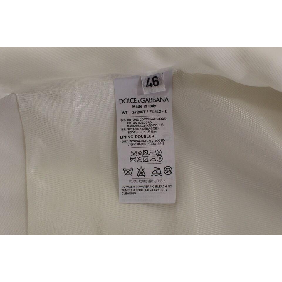 Dolce & Gabbana White Cotton Silk Blend Dress Vest Blazer