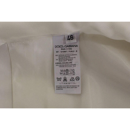 Dolce & Gabbana White Cotton Silk Blend Dress Vest Blazer