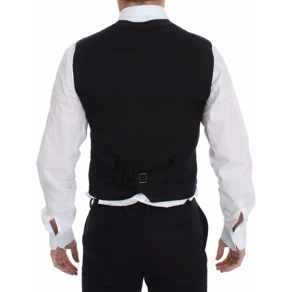 Dolce & Gabbana Black Cotton Viscose Dress Vest Blazer