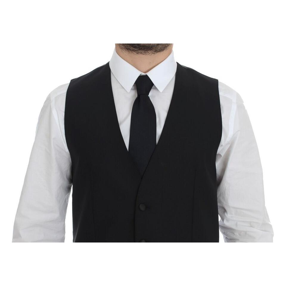 Dolce & Gabbana Elegant Black Wool Silk Dress Vest Dolce & Gabbana