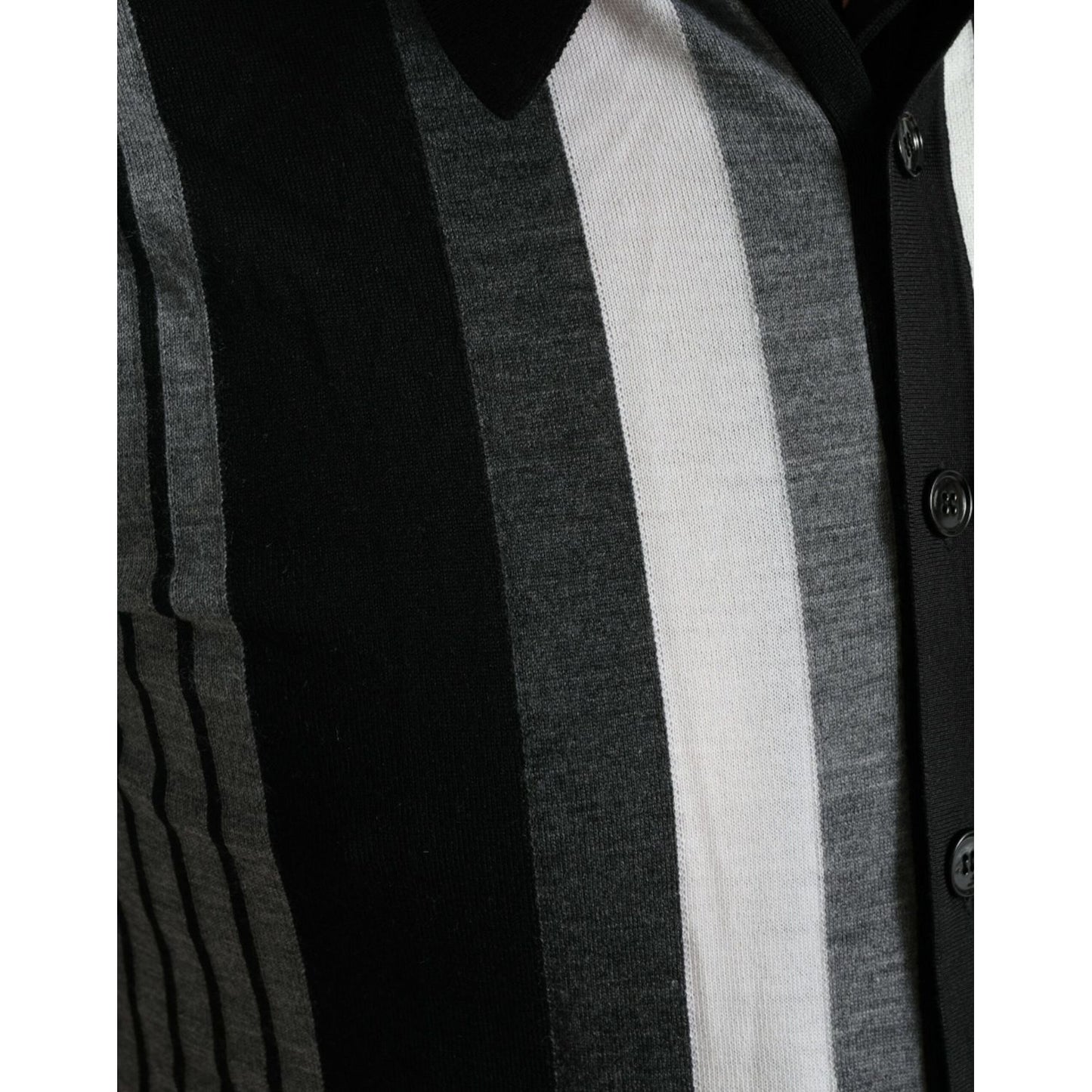 Dolce & Gabbana Black White Jumper Cardigan Polo Sweater