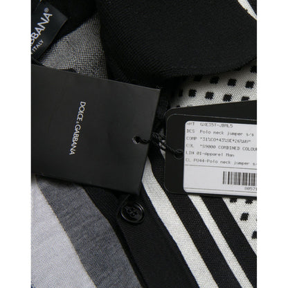 Dolce & Gabbana Black White Jumper Cardigan Polo Sweater