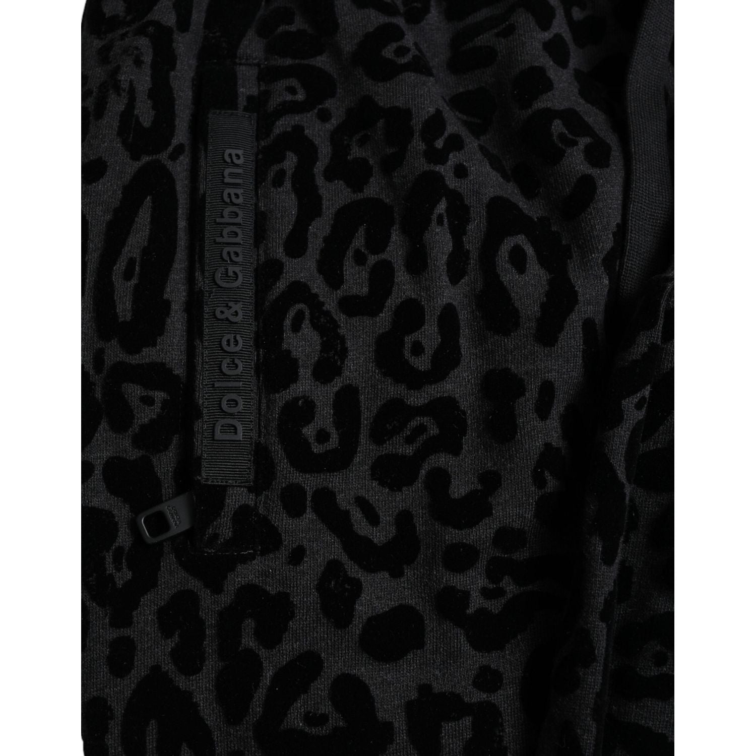 Dolce & Gabbana Black Leopard Cotton Slim Fit Jogger Pants