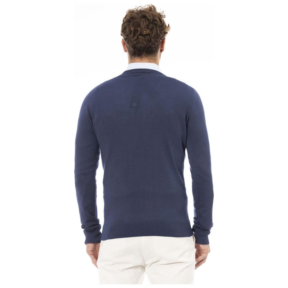 Baldinini Trend Blue Modal Men Sweater Baldinini Trend