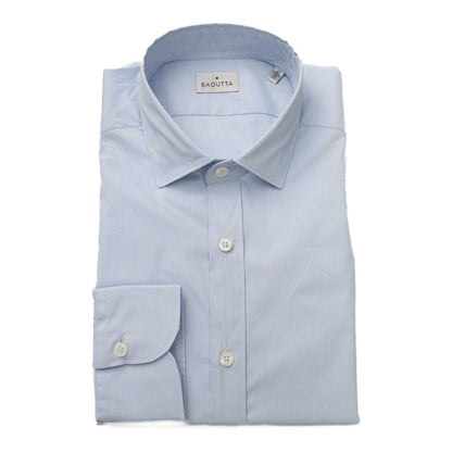 Bagutta Light Blue Cotton Men Shirt 1728,67345744032,Bagutta,Clothing,Dress Shirts - Shirts - Clothing,Light Blue,Men,Men - Clothing,New with tags,Shirts - Clothing,Shirts - Men - Clothing,XL,XXL