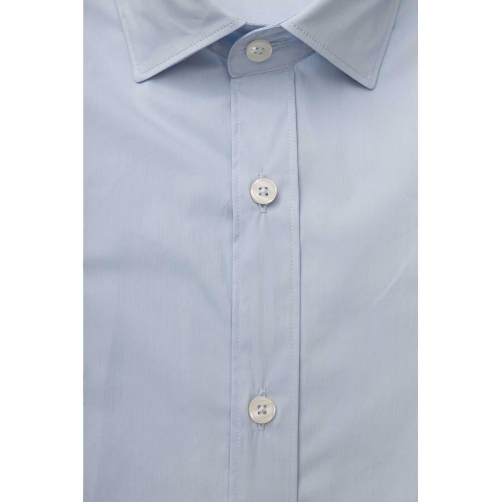 Bagutta Light Blue Cotton Men Shirt 1728,67345744032,Bagutta,Clothing,Dress Shirts - Shirts - Clothing,Light Blue,Men,Men - Clothing,New with tags,Shirts - Clothing,Shirts - Men - Clothing,XL,XXL