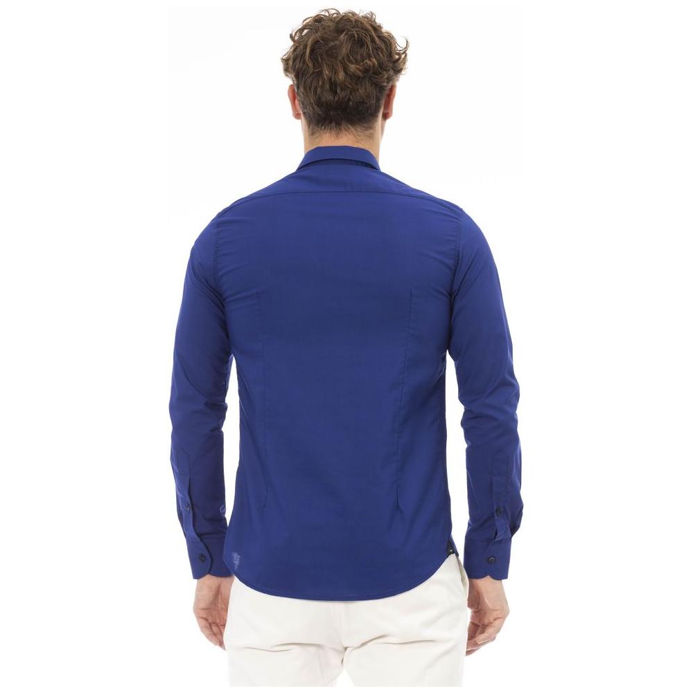 Baldinini Trend Blue Polyester Men Shirt Baldinini Trend