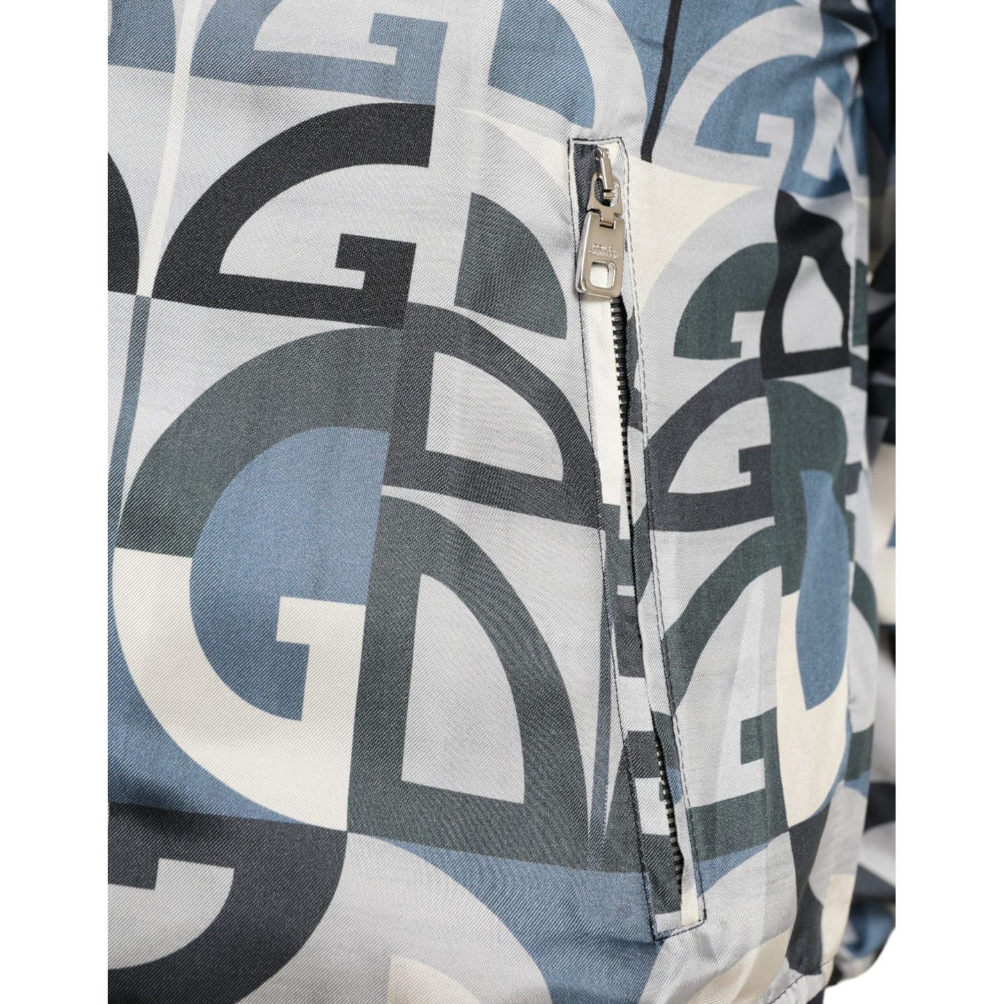 Dolce & Gabbana Multicolor Logo Print Bomber Blouson Jacket 1728,67345645728,Bombers - Jackets & Coats - Clothing,Clothing,Dolce & Gabbana,IT52 | L,Jackets & Coats - Clothing,Jackets - Men - Clothing,Material: 100% Silk,Men,Men - Clothing,Multicolor,New w