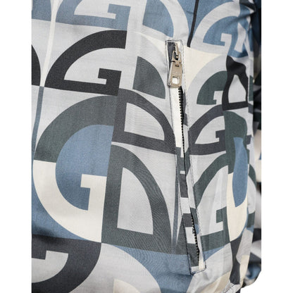 Dolce & Gabbana Multicolor Logo Print Bomber Blouson Jacket 1728,67345645728,Bombers - Jackets & Coats - Clothing,Clothing,Dolce & Gabbana,IT52 | L,Jackets & Coats - Clothing,Jackets - Men - Clothing,Material: 100% Silk,Men,Men - Clothing,Multicolor,New w