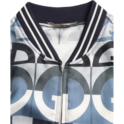 Dolce & Gabbana Multicolor Logo Print Bomber Blouson Jacket 1728,67345645728,Bombers - Jackets & Coats - Clothing,Clothing,Dolce & Gabbana,IT52 | L,Jackets & Coats - Clothing,Jackets - Men - Clothing,Material: 100% Silk,Men,Men - Clothing,Multicolor,New w