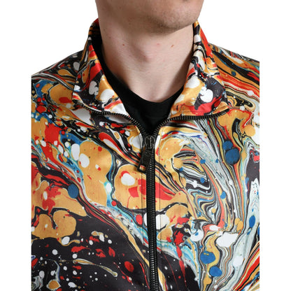 Dolce & Gabbana Multicolor Abstract Polyester Bomber Jacket 1728,67345645728,Bombers - Jackets & Coats - Clothing,Clothing,Dolce & Gabbana,IT50 | L,Jackets & Coats - Clothing,Jackets - Men - Clothing,Material: 100% Polyester,Men,Men - Clothing,Multicolor,