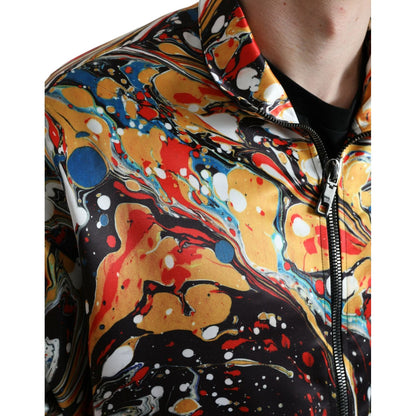 Dolce & Gabbana Multicolor Abstract Polyester Bomber Jacket 1728,67345645728,Bombers - Jackets & Coats - Clothing,Clothing,Dolce & Gabbana,IT50 | L,Jackets & Coats - Clothing,Jackets - Men - Clothing,Material: 100% Polyester,Men,Men - Clothing,Multicolor,