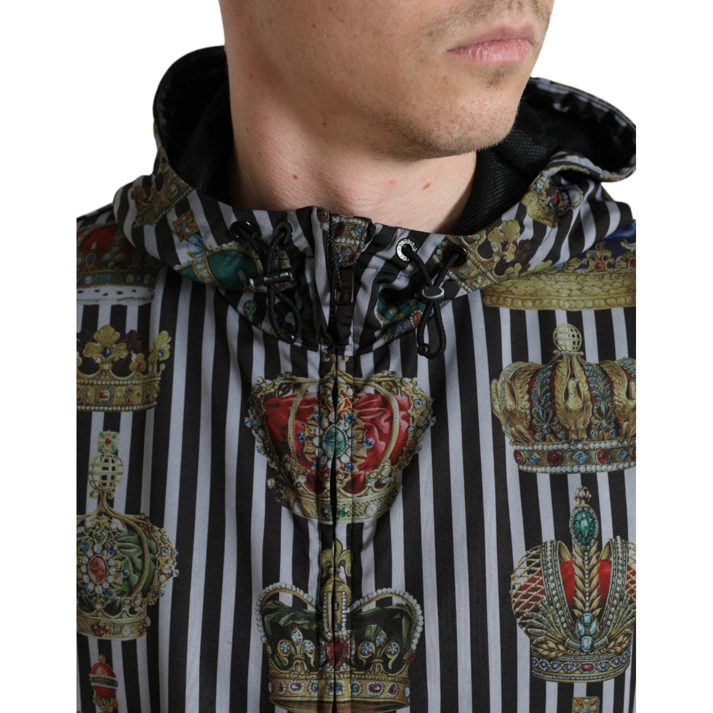 Dolce & Gabbana Chic Black & White Hooded Tech Jacket Dolce & Gabbana