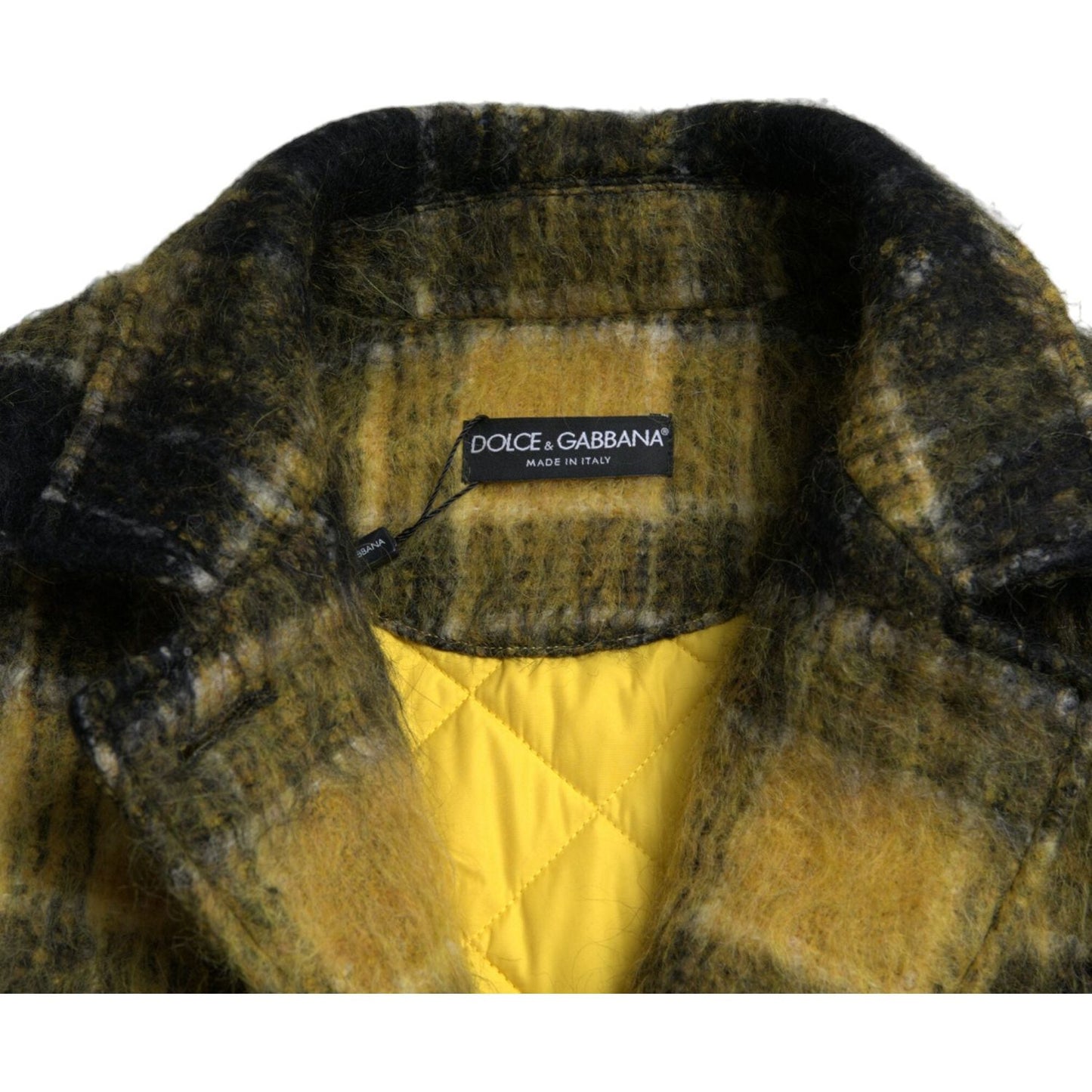 Dolce & Gabbana Yellow Plaid Long Sleeve Casual Coat Jacket