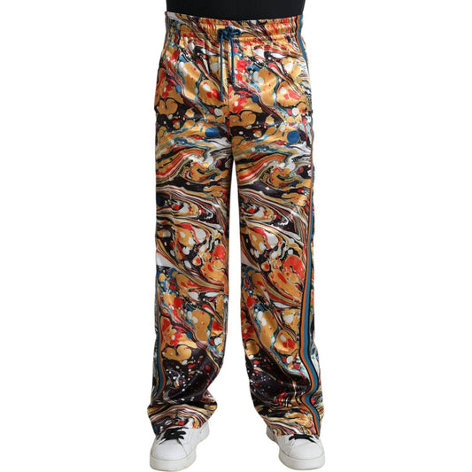 Dolce & Gabbana Multicolor Marble Print Satin Pants 1728,67345645728,Casual Pants - Pants - Clothing,Clothing,Dolce & Gabbana,IT46 | S,IT48 | M,IT52 | XL,Jeans & Pants - Men - Clothing,Material: 95% Polyester 5% Elastane,Men,Men - Clothing,Multicolor,New