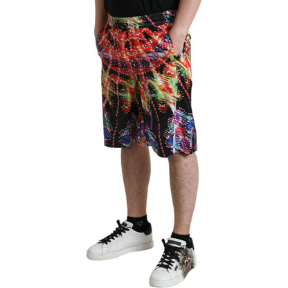 Dolce & Gabbana Multicolor Luminarie Print Men Bermuda Shorts 1728,67345645728,Bermuda - Shorts - Clothing,Clothing,Dolce & Gabbana,IT44 | XS,IT46 | S,IT52 | XL,Material: 100% Polyester,Men,Men - Clothing,Multicolor,New with tags,Shorts - Clothing,Shorts