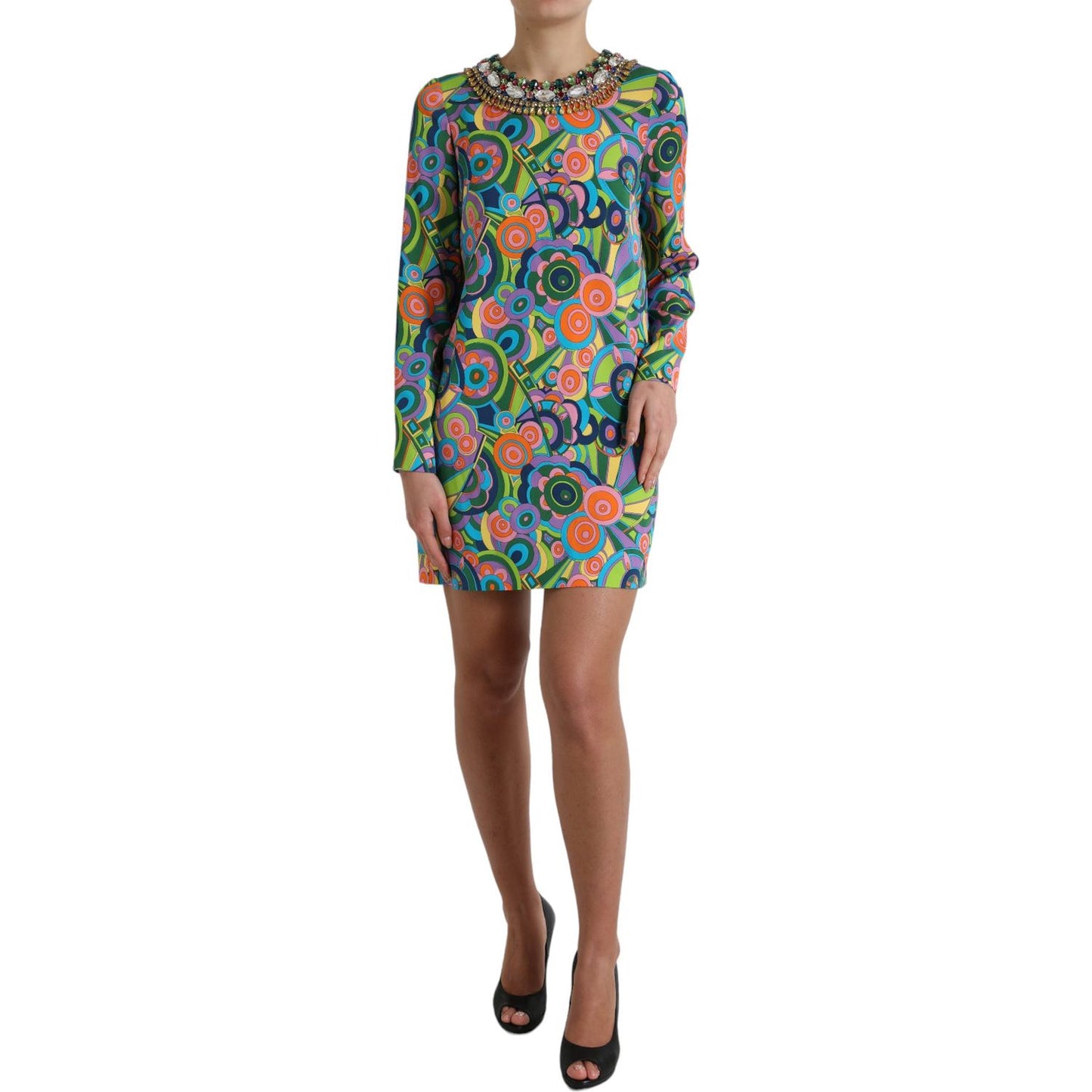 Dolce & Gabbana Multicolor Geometric Silk Mini Dress Dolce & Gabbana