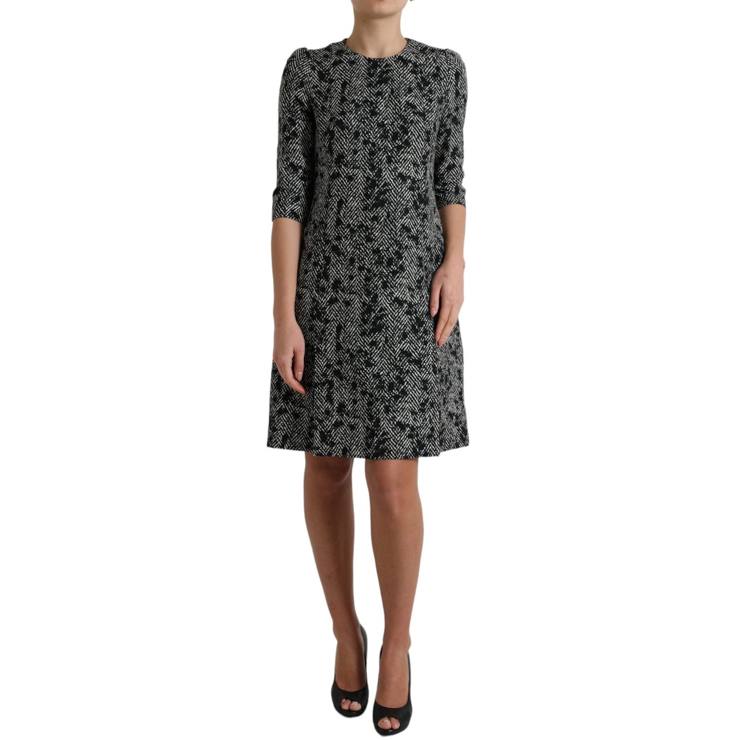Dolce & Gabbana Black Chevron Polyester Shift Mini Dress