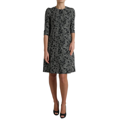 Dolce & Gabbana Black Chevron Polyester Shift Mini Dress