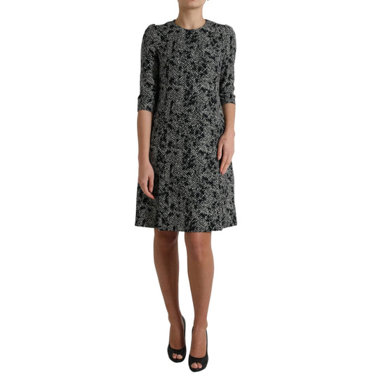 Dolce & Gabbana Black Chevron Polyester Shift Mini Dress