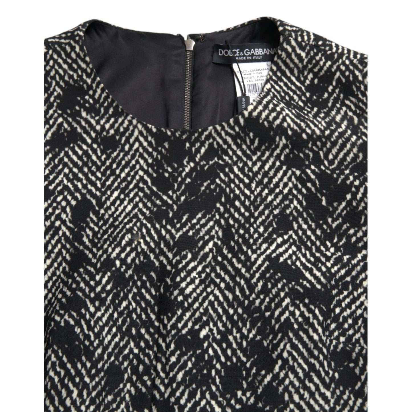 Dolce & Gabbana Black Chevron Polyester Shift Mini Dress