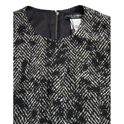 Dolce & Gabbana Black Chevron Polyester Shift Mini Dress