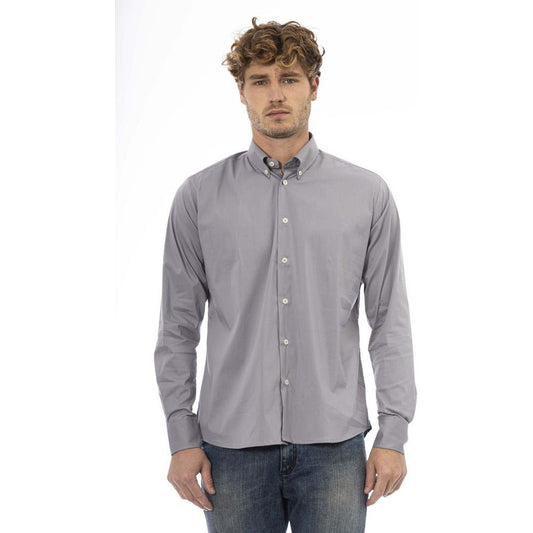 Baldinini Trend Gray Cotton Men Shirt Baldinini Trend